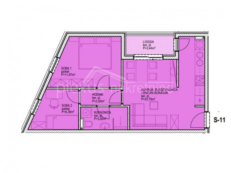 2-locale, Appartamento, 58m², 3 Piano