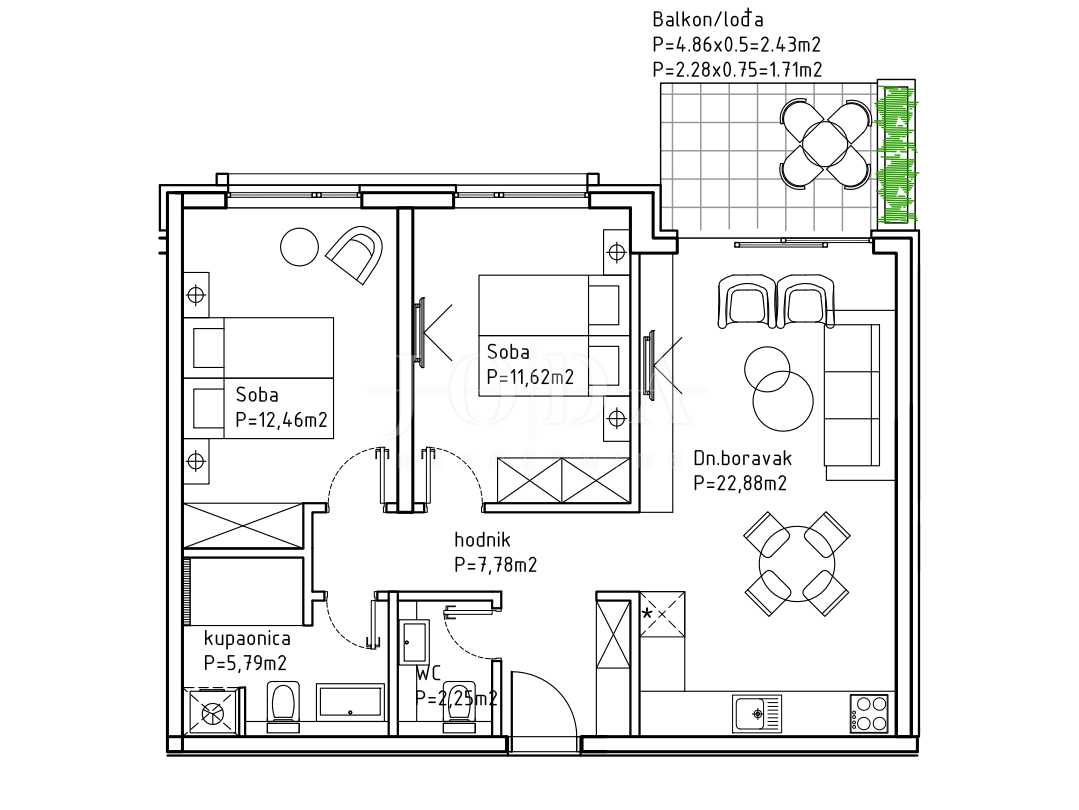 3-Zi., Wohnung, 67m², 3 Etage