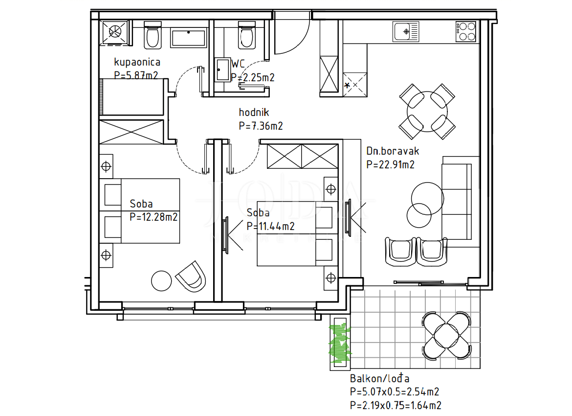 3-locale, Appartamento, 66m², 4 Piano