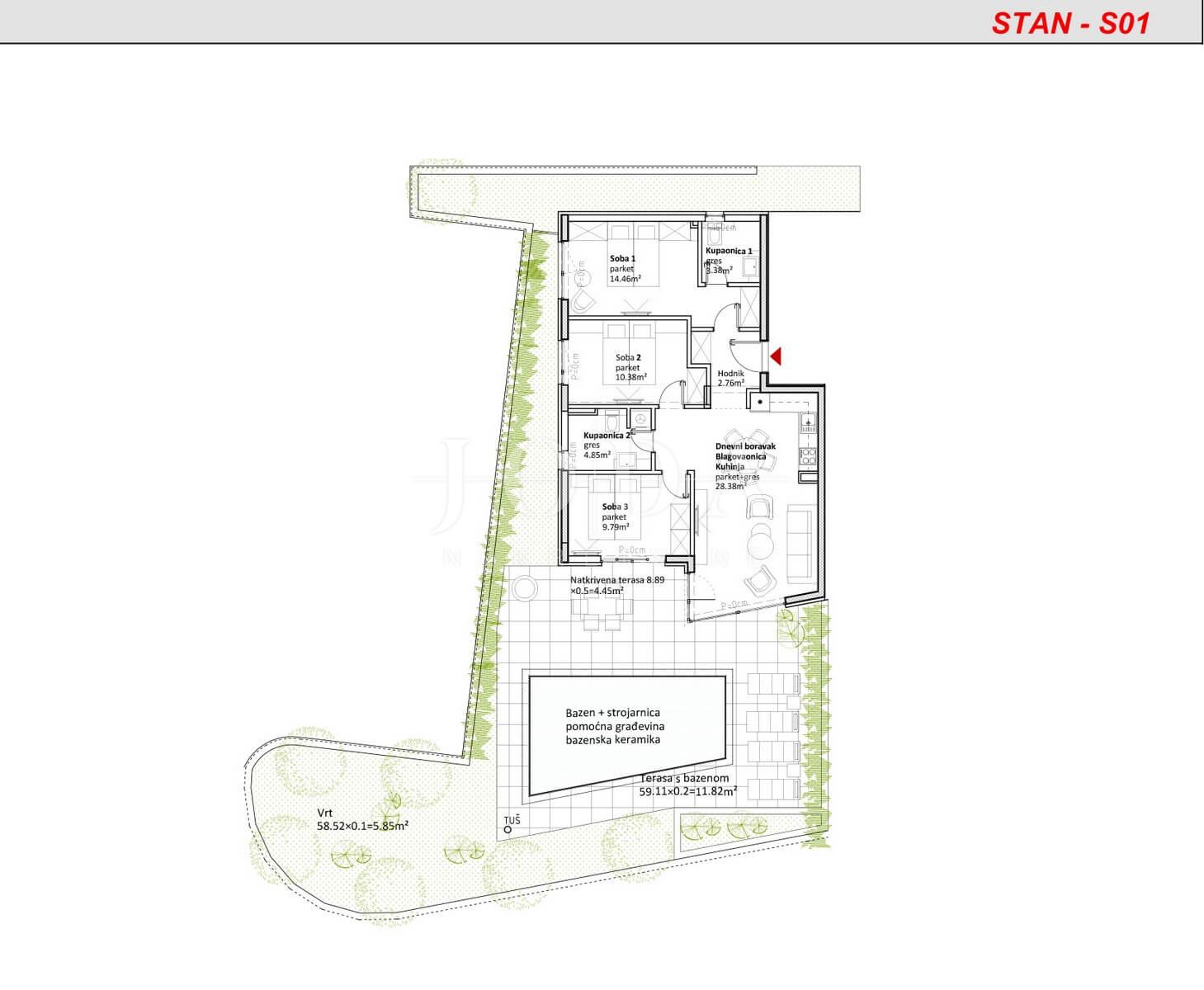 4-locale, Appartamento, 99m², 1 Piano