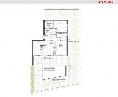 3-locale, Appartamento, 91m², 1 Piano