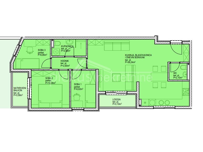 3-к, Квартира, 88м², 3 Этаж