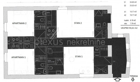 4-locale, Appartamento, 101m², 1 Piano