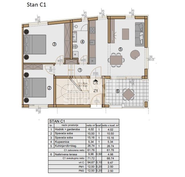 3 rooms, Apartment, 81m², 1 Floor