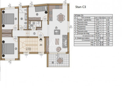 4 rooms, Apartment, 82m², 2 Floor